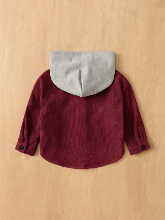 Baby Colorblock High Low Hooded Coat Without Tee - Image 4