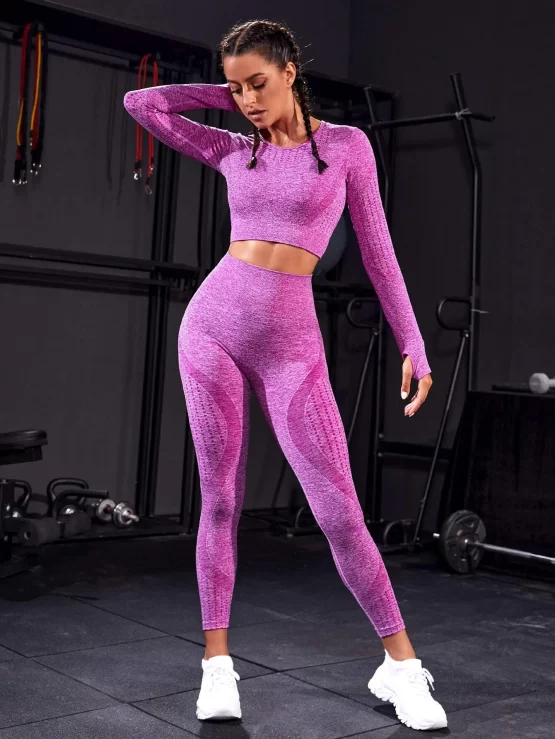 Seamless Raglan Sleeve Sports Tee & Leggings - Image 2