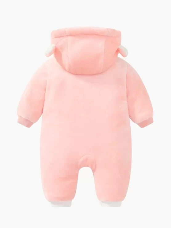 Baby 3D Ear Patched Cartoon Embroidery Hooded Graphic Jumpsuit - Image 2