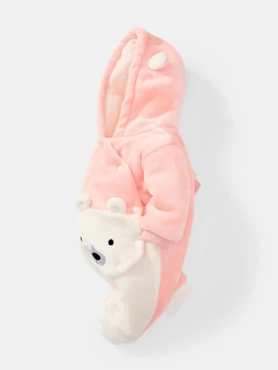 Baby 3D Ear Patched Cartoon Embroidery Hooded Graphic Jumpsuit - Image 3