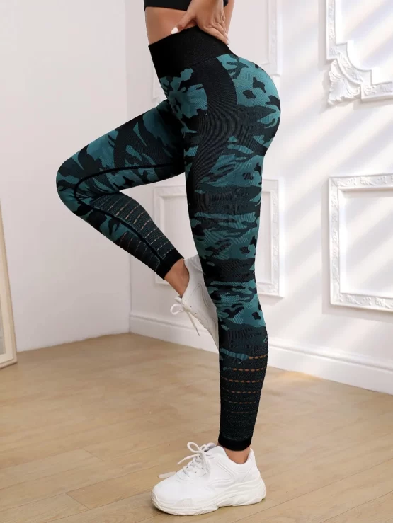 Camo High Waist Print Sports Leggings - Image 3