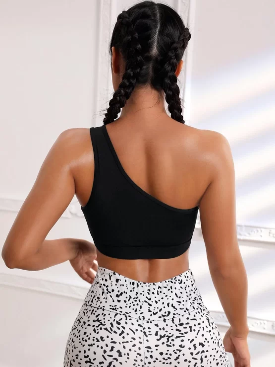 One Shoulder Backless Cut Out Sports Bra - Image 2