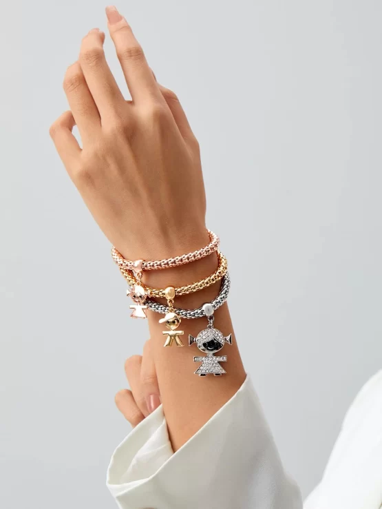 Three Pieces Cubic Zirconia Figure Charm Bracelet - Image 2