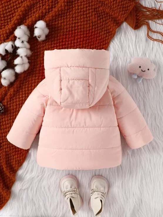Baby Pocket Patched Raglan Sleeve Hooded Puffer Coat - Image 3