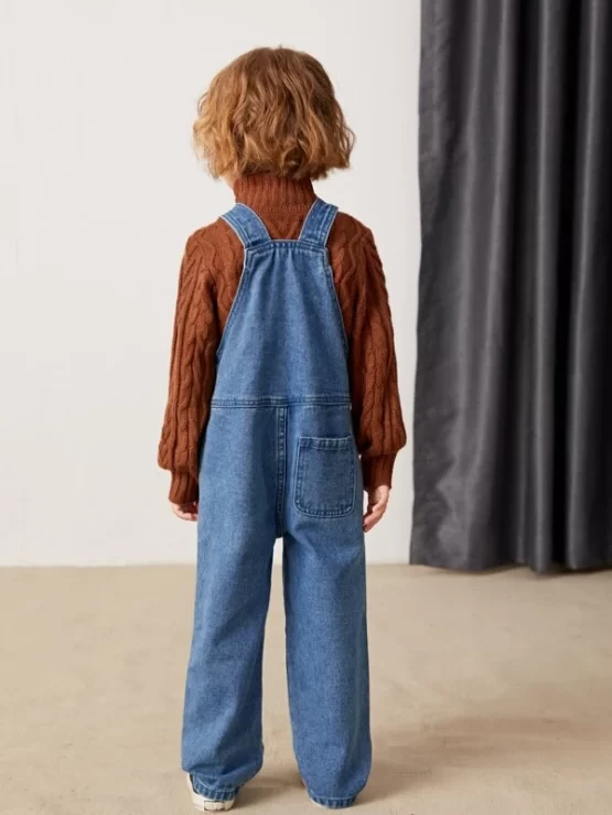 Toddler Boys Patched Denim Pocket Overalls - Image 2