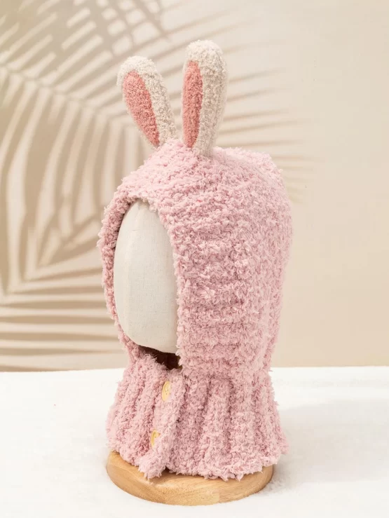 Toddler Girls Plain Ear Fuzzy Decor Hat - Image 3