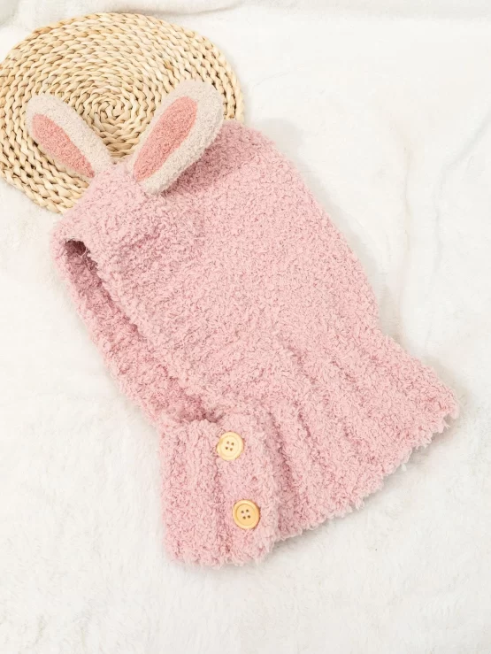 Toddler Girls Plain Ear Fuzzy Decor Hat - Image 2