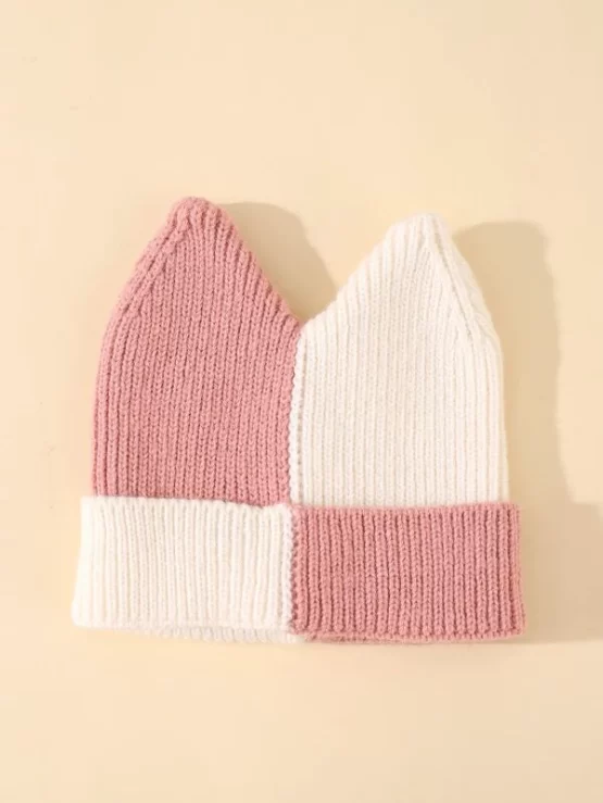 One Piece Baby Color Block Knit Beanie Hat - Image 2