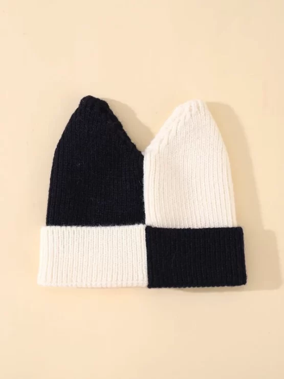One Piece Baby Color Block Knit Beanie Hat - Image 4