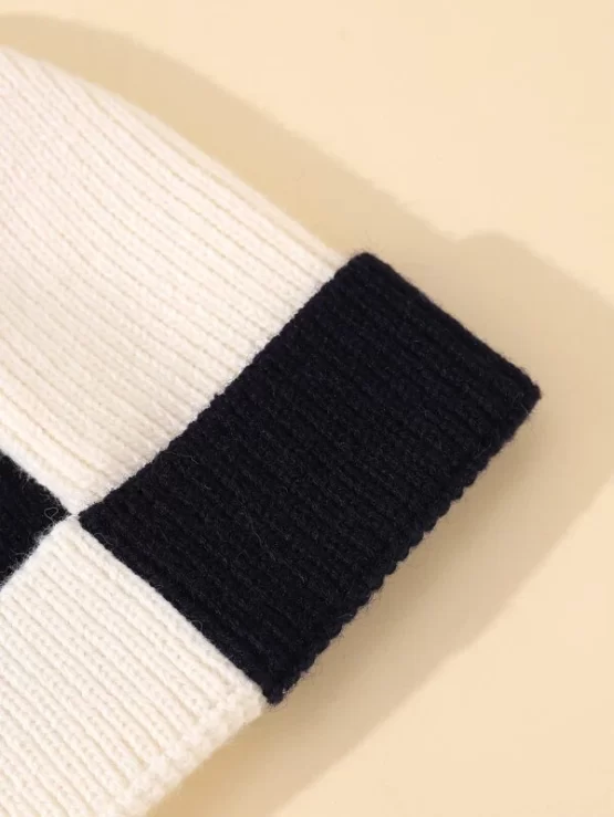 One Piece Baby Color Block Knit Beanie Hat - Image 5