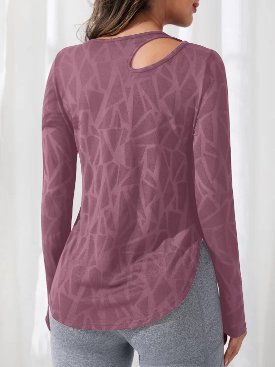 Breathable Softness Cut Out Curved Hem Sports Tee - Image 8