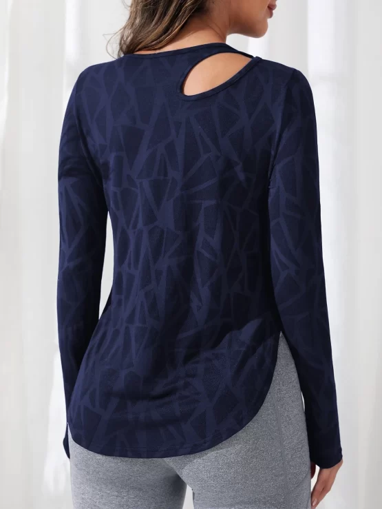 Breathable Softness Cut Out Curved Hem Sports Tee - Image 6