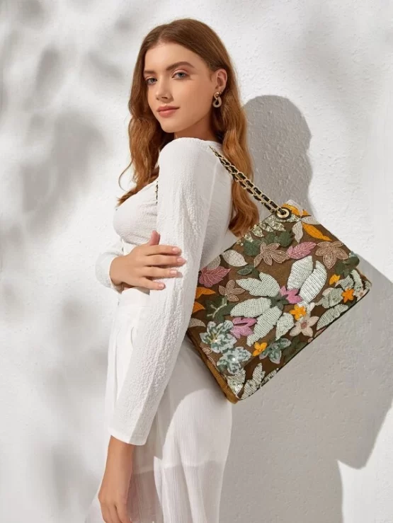 Flower Chain Shoulder Tote Decor Bag