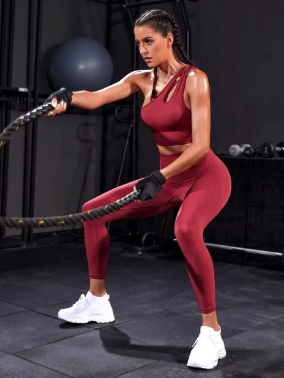 Cut Out Color Block Sports Bra & Leggings