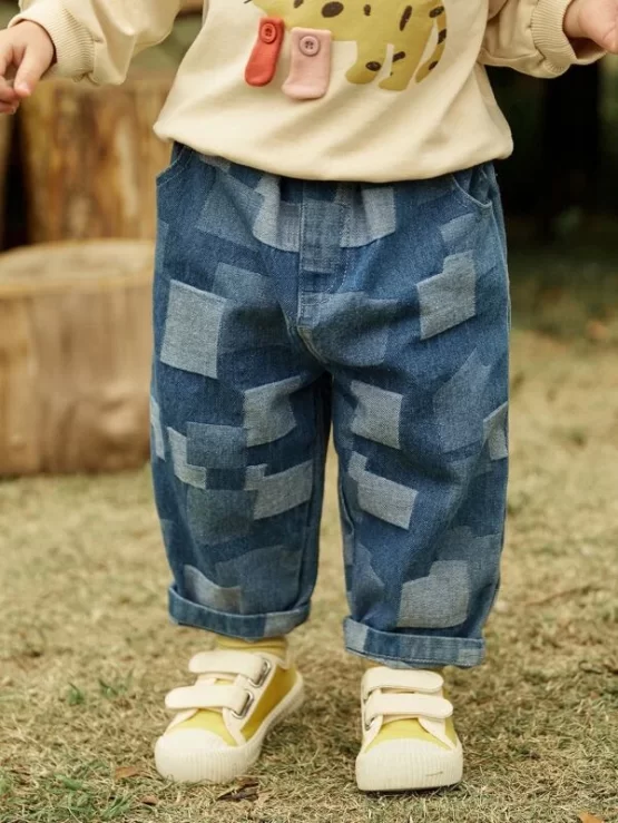 Toddler Boys Color Block Tapered Pocket Jeans