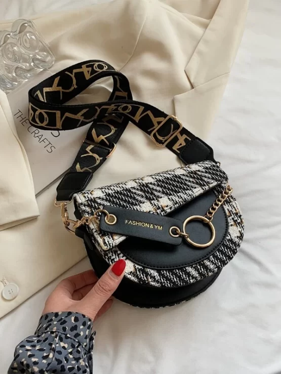 Mini Tartan Adjustable Flap Saddle Bag