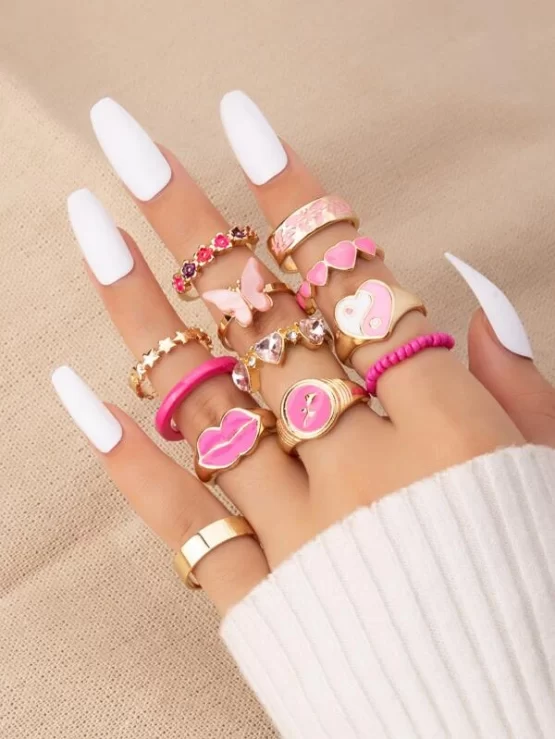 Twelve Pieces Fashionable Butterfly Decor Ring