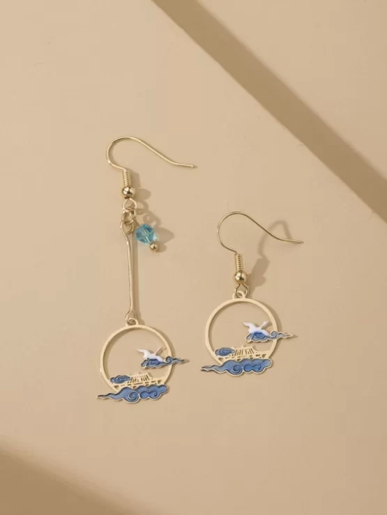 Color Block Mismatched Drop Earrings