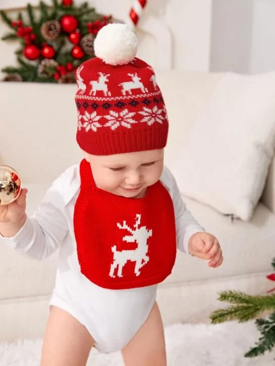 Baby Christmas Cartoon Elk Print Design Hat