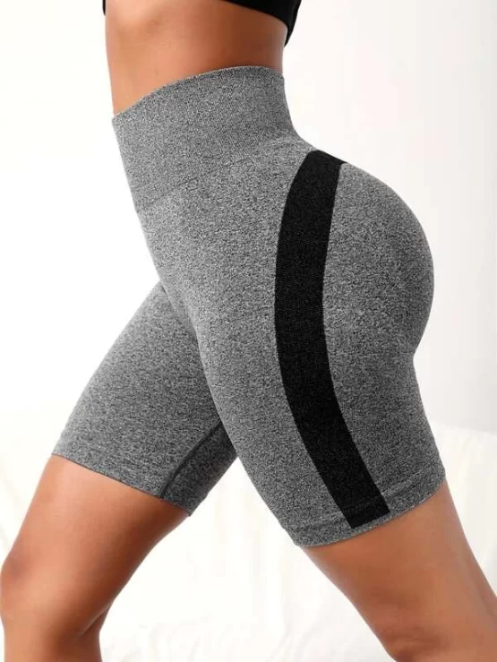 Contrast Panel Tummy Control Scrunch Butt Sports Shorts