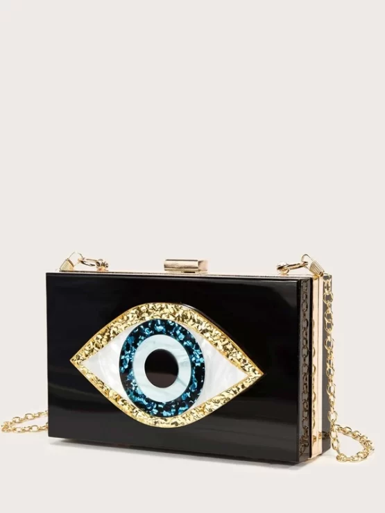 Mini Eye Figure Graphic Chain Box Bag