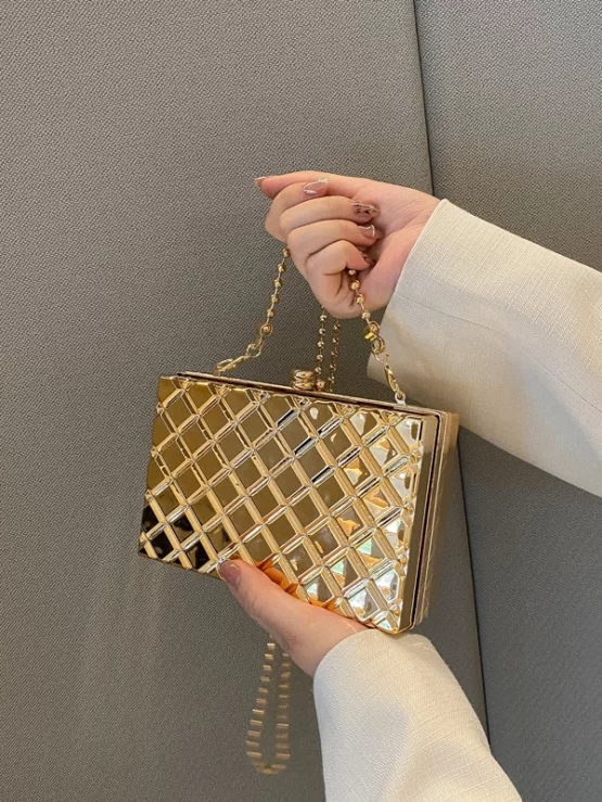 Mini Metallic Funky Plain Chain Box Bag