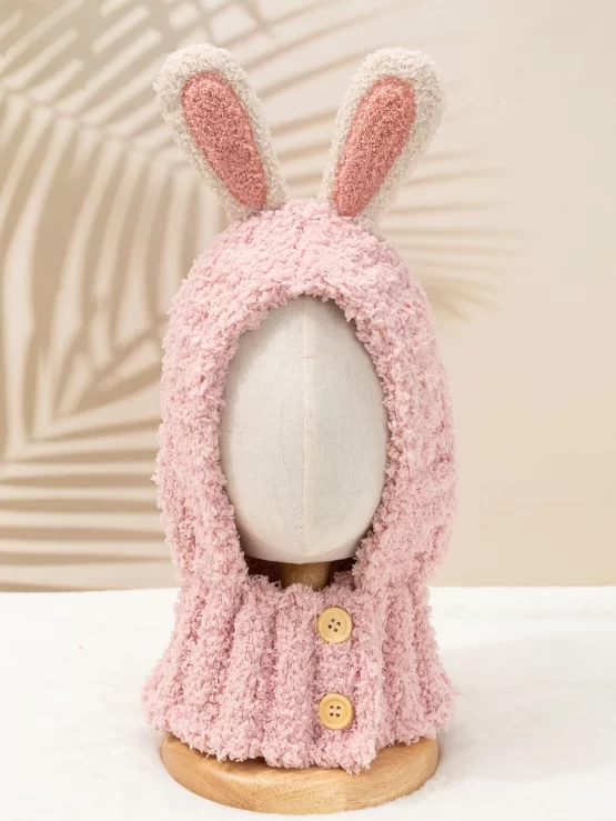Toddler Girls Plain Ear Fuzzy Decor Hat