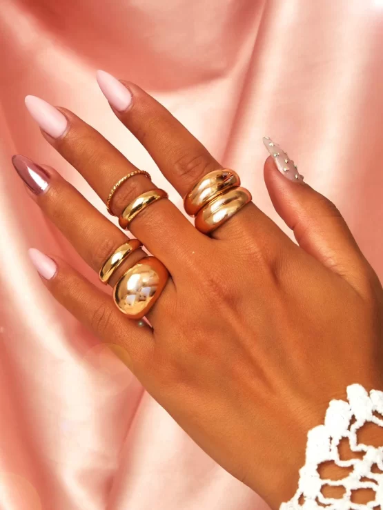 Six Pieces Fashionable Minimalist Solid Decor Ring