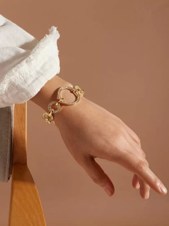 One Piece Rhinestone Decor Chain Bracelet