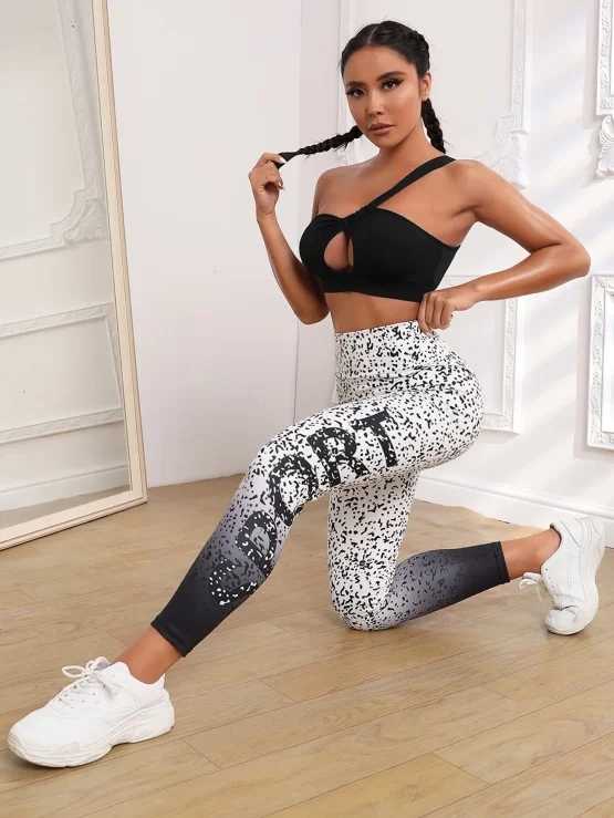 One Shoulder Backless Cut Out Sports Bra