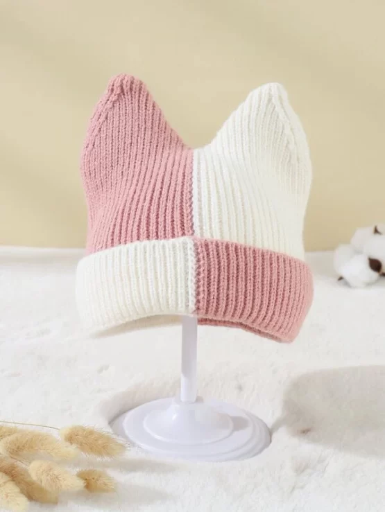 One Piece Baby Color Block Knit Beanie Hat