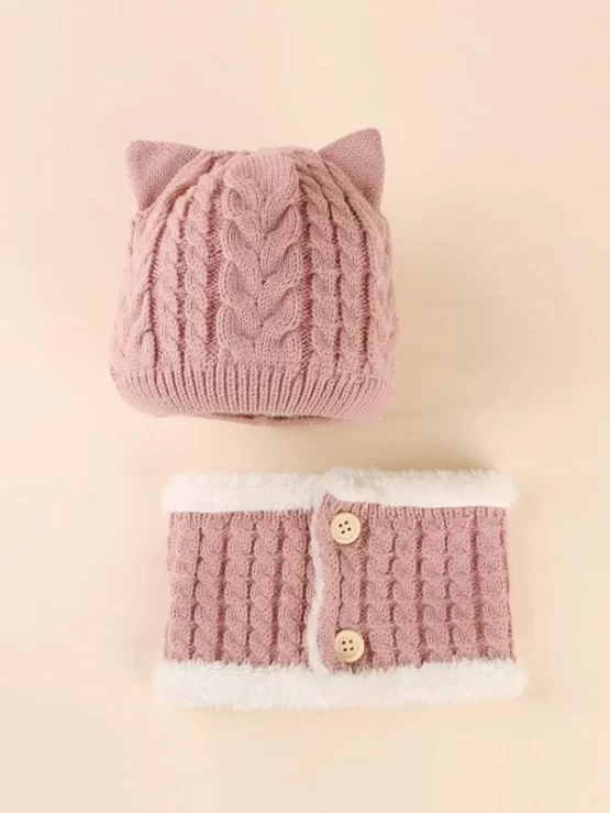 Two Pieces Baby Girls Beanie & Scarf Set