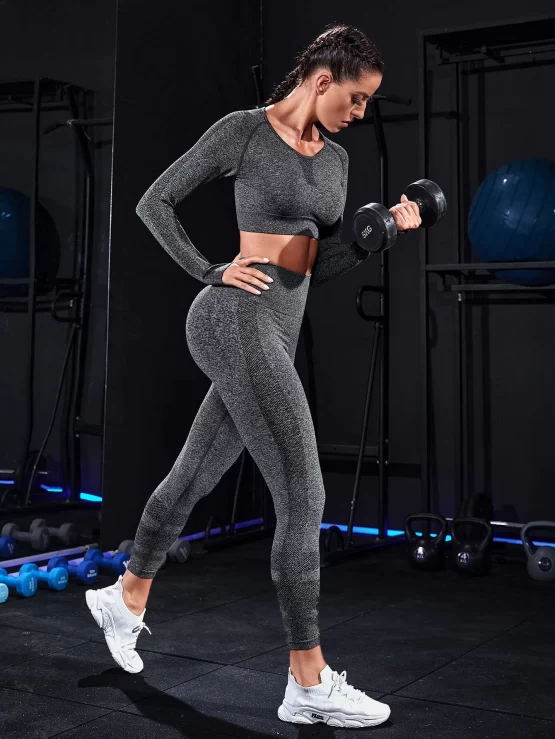 Seamless Plain Raglan Sleeve Sports Set