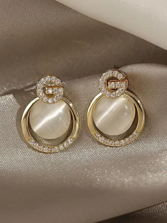 Rhinestone Fashionable Round Decor Earrings