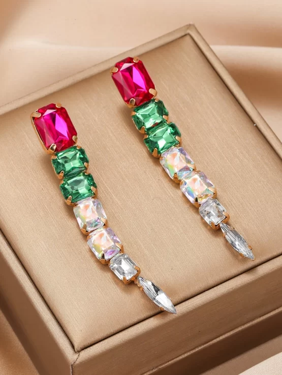 Rhinestone Glamorous Decor Drop Earrings