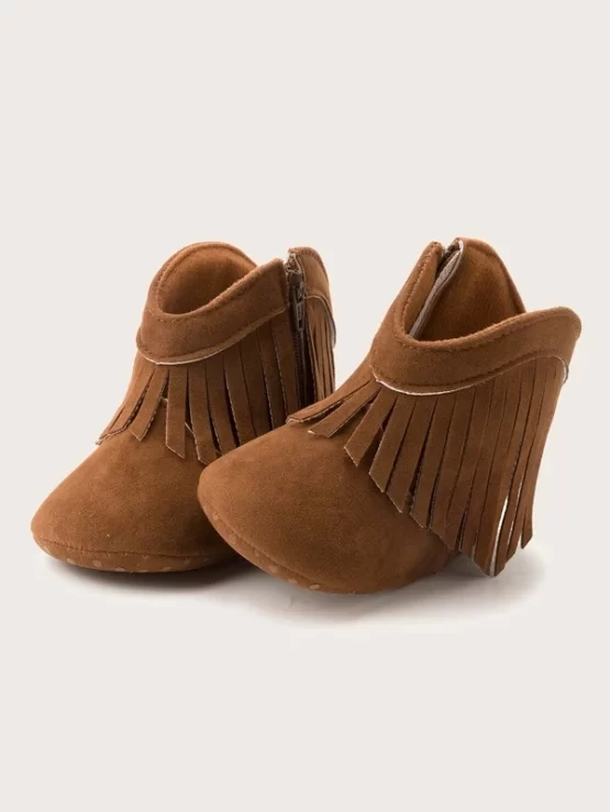 Baby Girl Plain Fringe Wide Fit Decor Boots