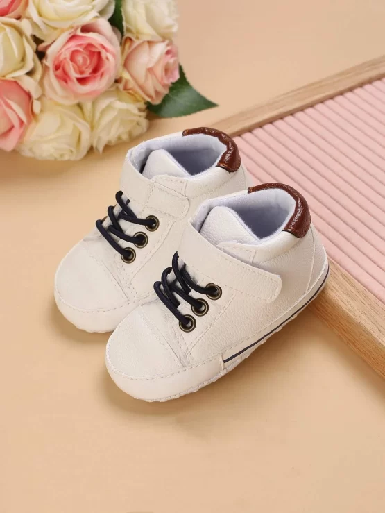 Baby Contrast Panel Hook-and-loop Fastener Decor Boots