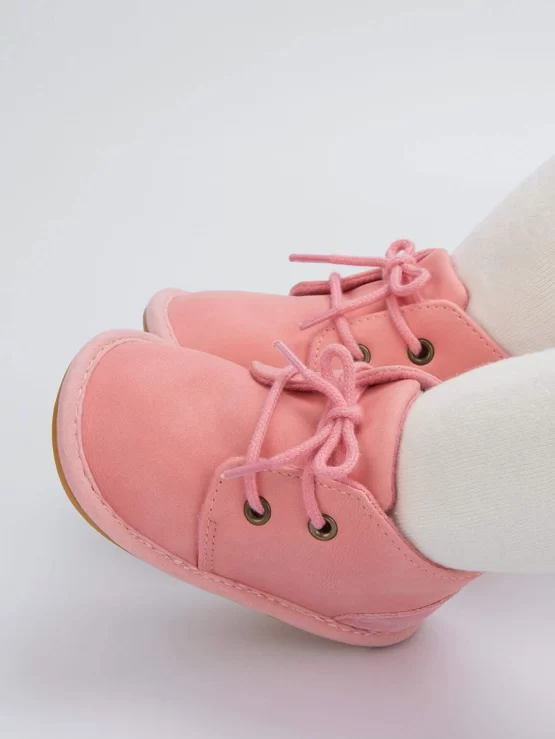 Baby Girl Plain Ankle Lace-up Front Boots