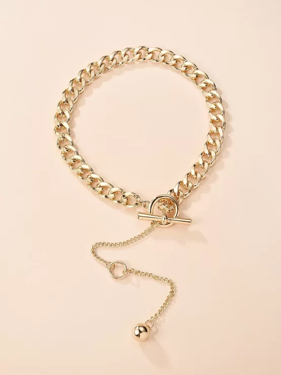 Ball Fashionable Yellow Gold Charm Chain Choker - Image 3