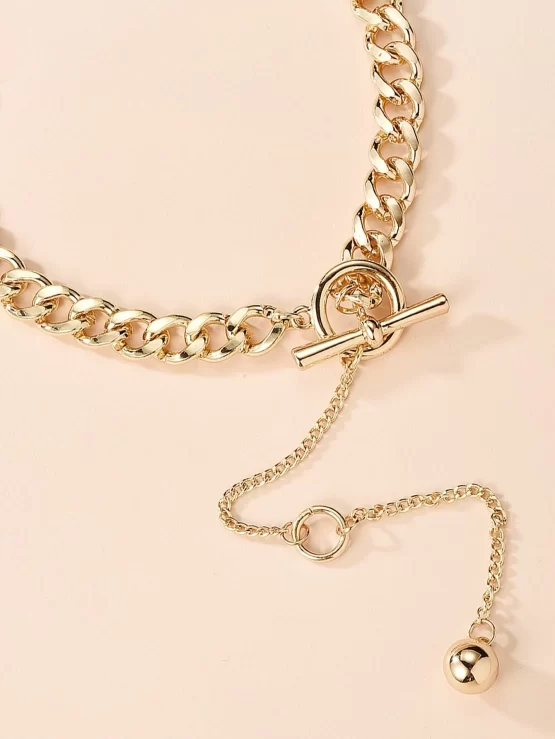 Ball Fashionable Yellow Gold Charm Chain Choker - Image 2