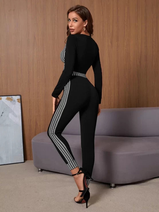Contrast Houndstooth Panel Tee & Leggings - Image 2