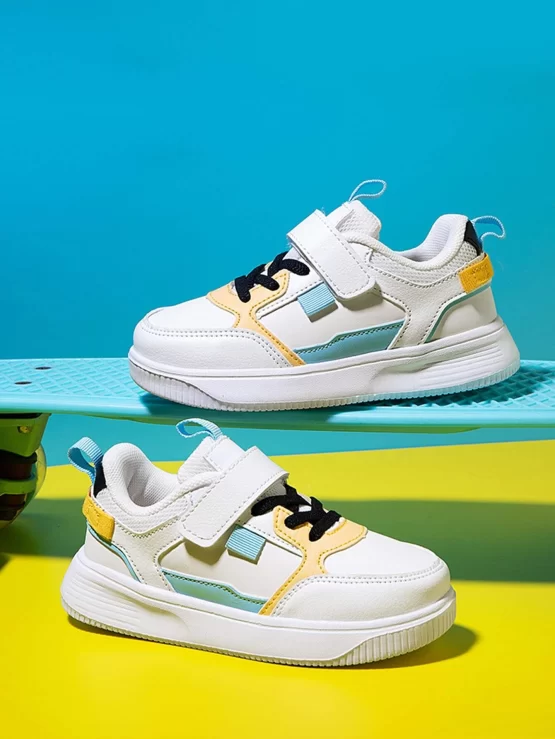 Boys Colorblock Lace-up Front Hook-and-loop Fastener Strap Sneakers - Image 2