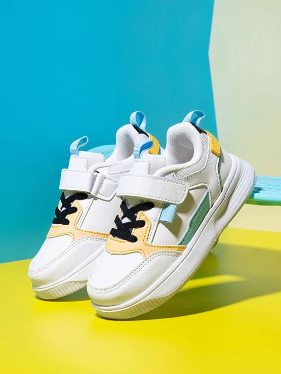 Boys Colorblock Lace-up Front Hook-and-loop Fastener Strap Sneakers - Image 3