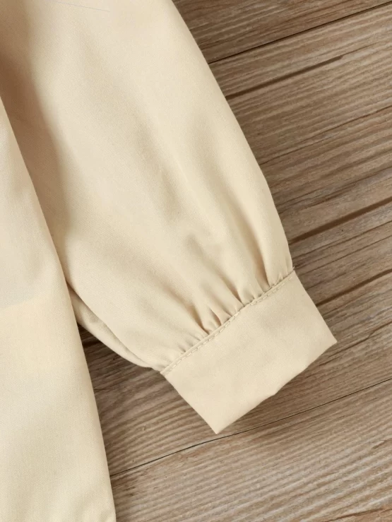 Toddler Girls Statement Collar Fold Pleated Front Blouse - Image 3