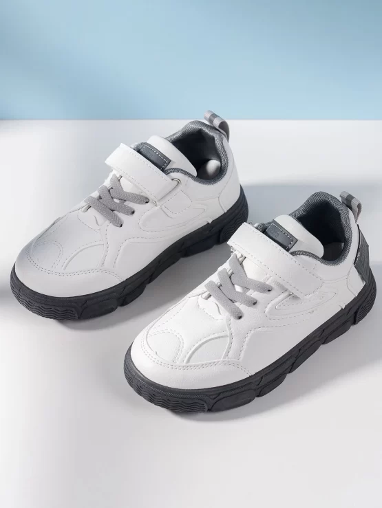 Boys Lace Up Decor Hook-and-loop Fastener Strap Sneakers - Image 2