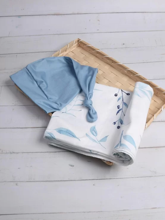 Newborn Photography Plant Print Design Blanket & Hat Prop - Image 3