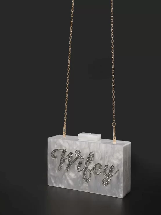 Letter Glamorous Graphic Chain Square Bag - Image 3