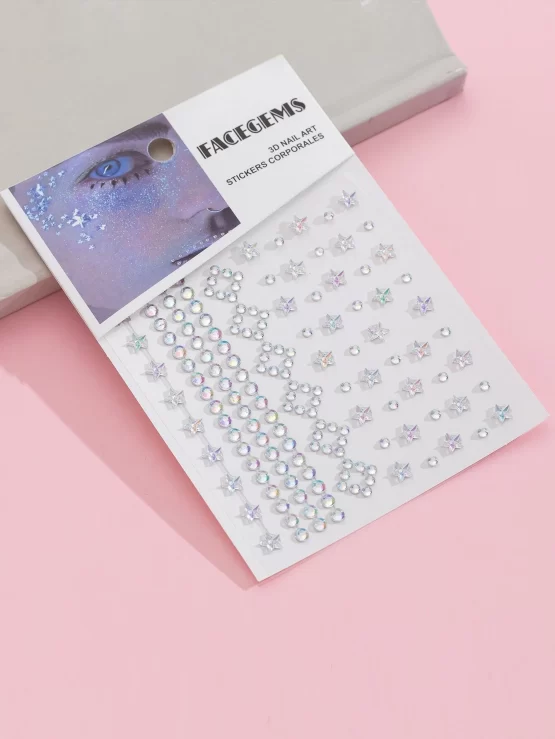 One Sheet Star Design Rhinestone Tattoo Facial Sticker - Image 2