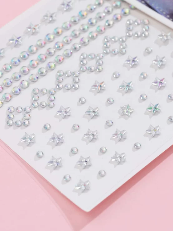 One Sheet Star Design Rhinestone Tattoo Facial Sticker - Image 3