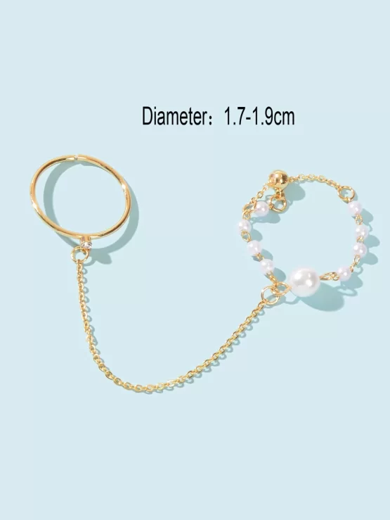Faux Pearls Fashionable Mittens Decor Ring - Image 2